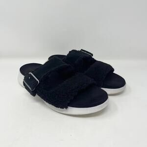 Koolaburra Black‎ Pasea Faux Fur Slip-On Slide Sandals